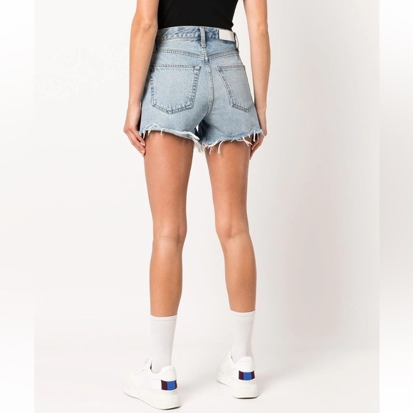 RE/DONE 70s High-Rise Denim 60s Faded Blue Jean Cut Off Frayed Hem Shorts EUC 24 - Picture 3 of 12
